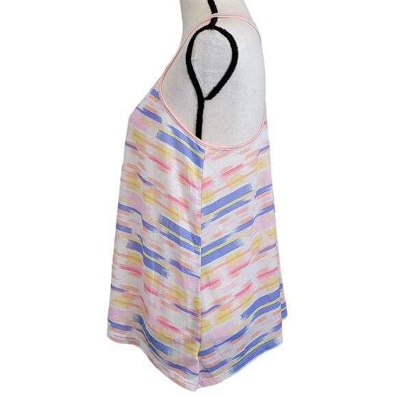 American Eagle Tank Top Womens Sz M‎ Striped Pink Blue Flowy Sheer Strappy Shirt - Picture 3 of 8